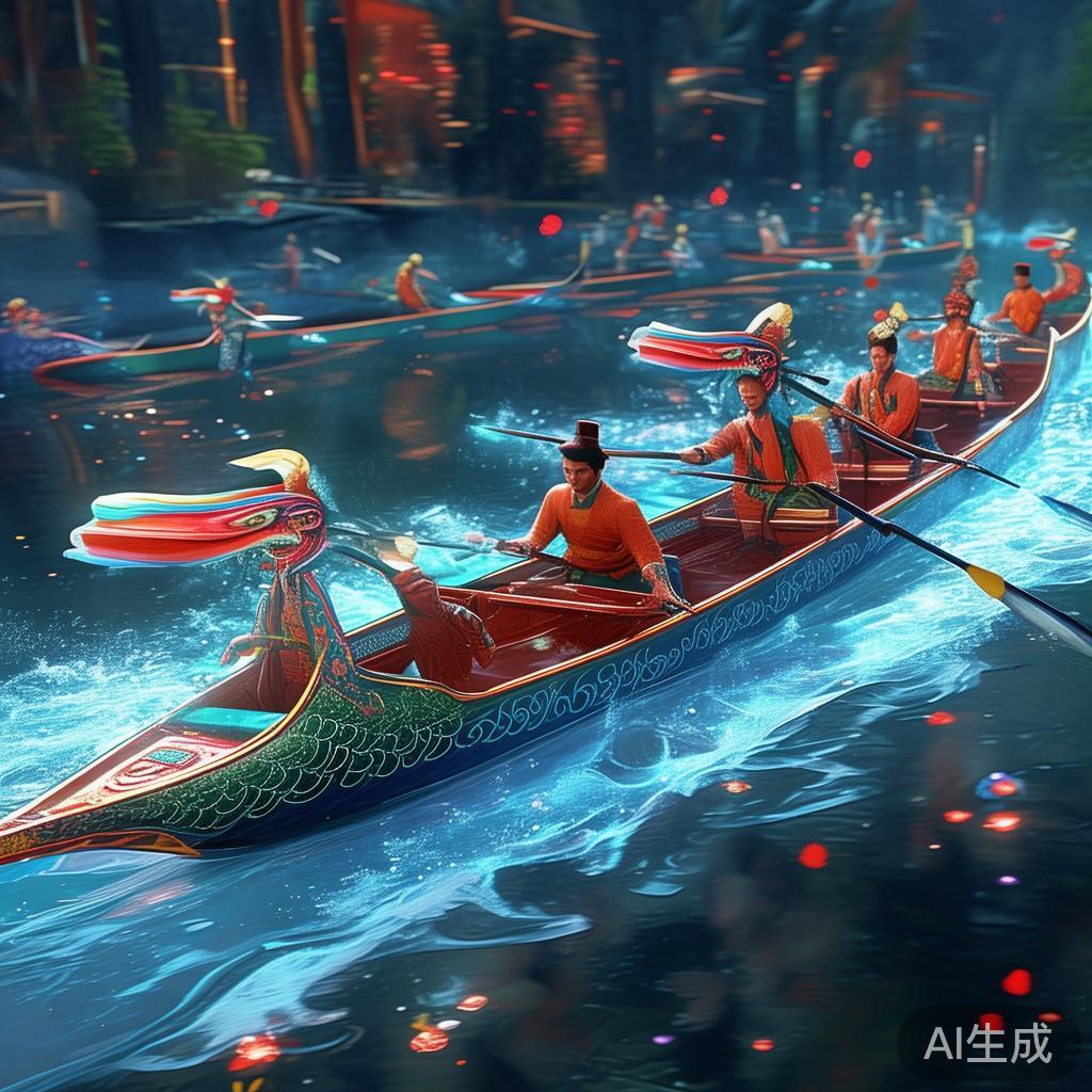 龙舟作为中华民族的重要传统文化象征，代表着团队合作